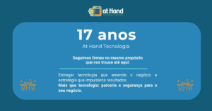 Time da At Hand Tecnologia durante evento corporativo de tecnologia e inovação.